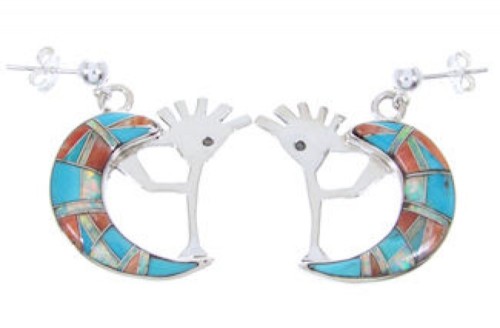 Multicolor Whiterock Wild Fire Kokopelli Post Dangle Earrings YS68559