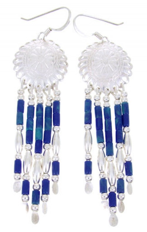 Azurite And Genuine Sterling Silver Concho Hook Earrings AW68565