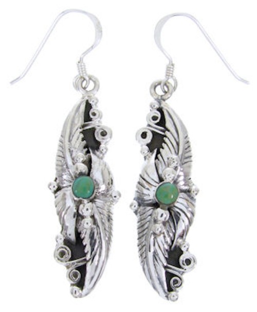Southwest Turquoise And Sterling Silver Hook Dangle Earrings AW68657