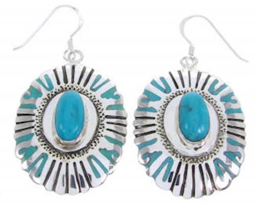 Silver Jewelry Turquoise Southwest Hook Dangle Earrings MW68748