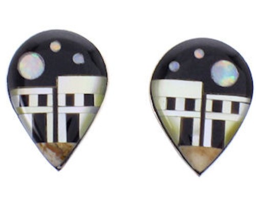 Native American Pueblo Or Village Design Multcolor Earrings BW68947 