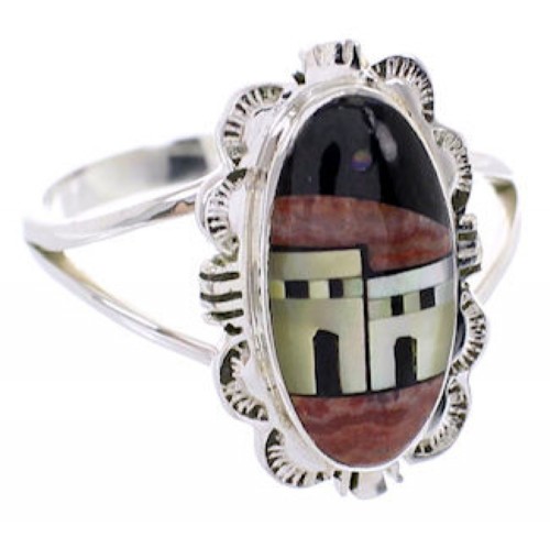 Native American Village Design Multicolor Ring Size 5-3/4 YS69167 