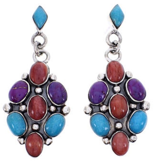 Sterling Silver Jewelry Turquoise Multicolor Post Earrings AW69302