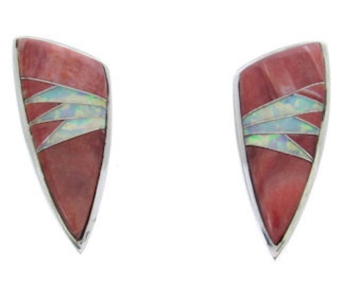 Red Oyster Shell Opal Jewelry Sterling Silver Post Earrings AW69845