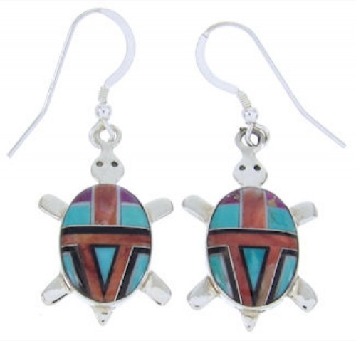 Multicolor Turtle Silver Hook Dangle Earrings BW69887