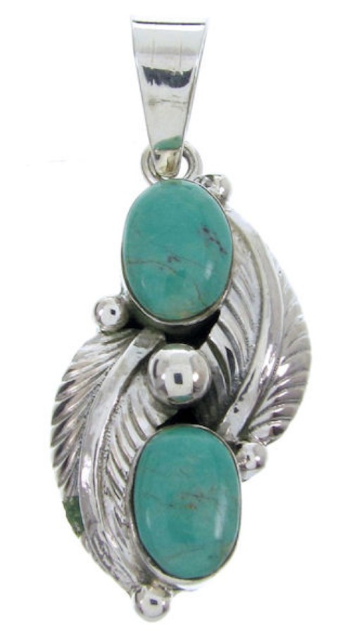 Genuine Sterling Silver And Turquoise Leaf Pendant BW69980