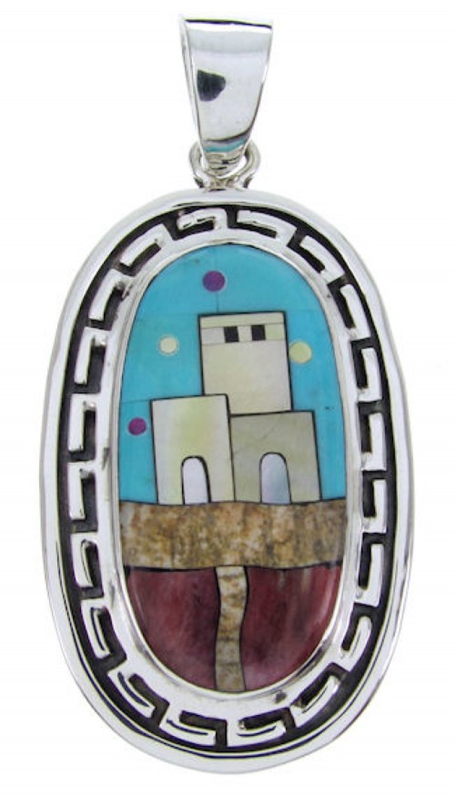 Multicolor Native American Village Design Jewelry Pendant YS69941 