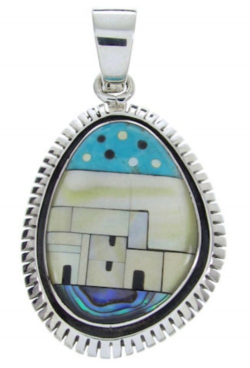 Sterling Silver Multicolor Native American Design Pendant YS69957