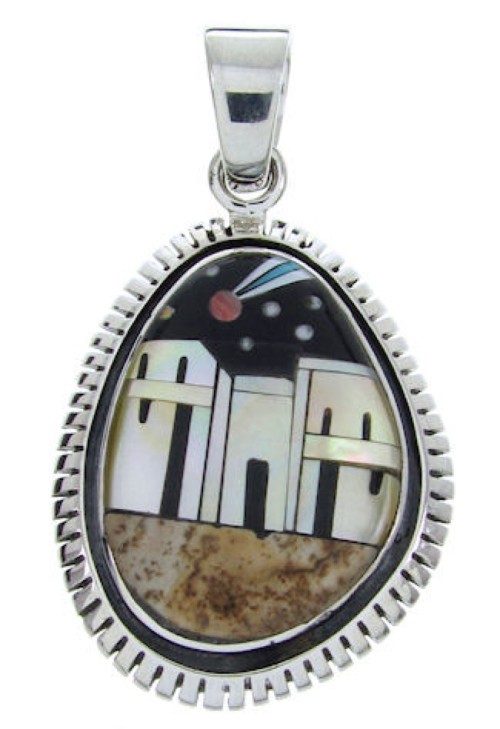 Multicolor Sterling Silver Native American Design Pendant YS69978