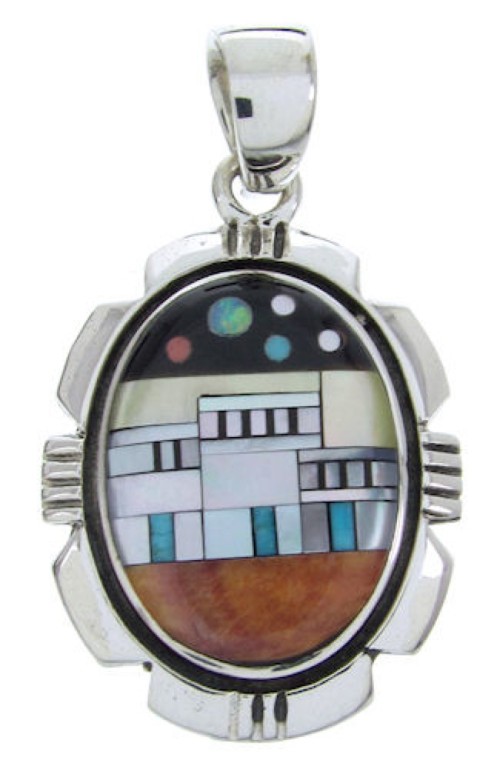 Native American Village Design Multicolor Jewelry Pendant YS70084 