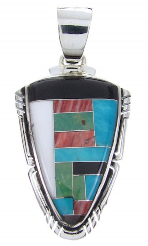 Multicolor Turquoise Sterling Silver Jewelry Slide Pendant AW70013