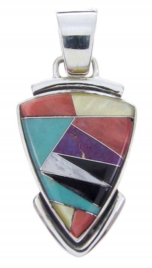 Turquoise Multicolor Genuine Sterling Silver Slide Pendant AW69905