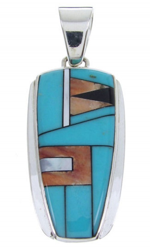 Southwest Sterling Silver Turquoise Multicolor Jewelry Pendant AW69914