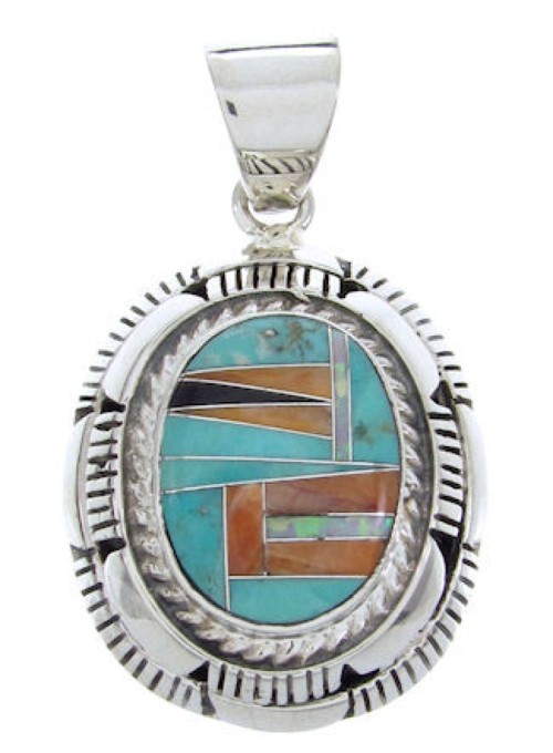 Southwest Silver Multicolor Turquoise Jewelry Pendant AW70028 