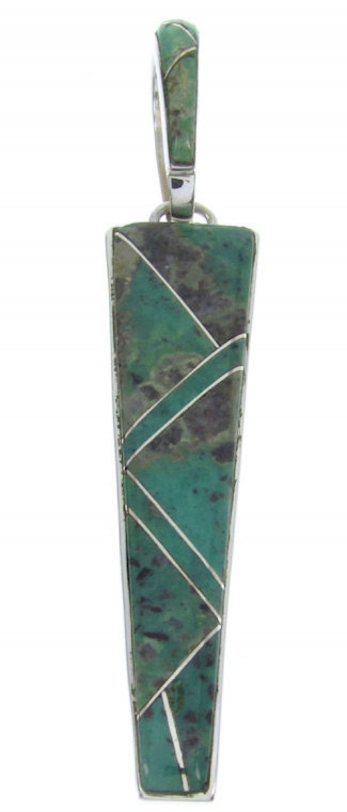 Southwest Turquoise Inlay And Sterling Silver Jewelry Pendant AW70475