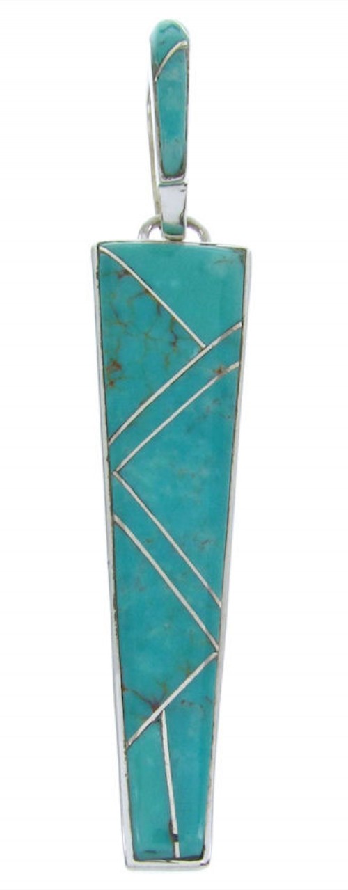 Sterling Silver Turquoise Southwest Inlay Pendant AW70479
