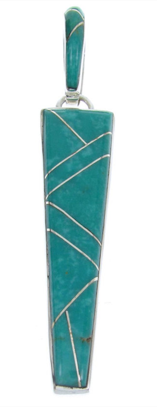 Genuine Sterling Silver Jewelry Turquoise Inlay Pendant AW70481