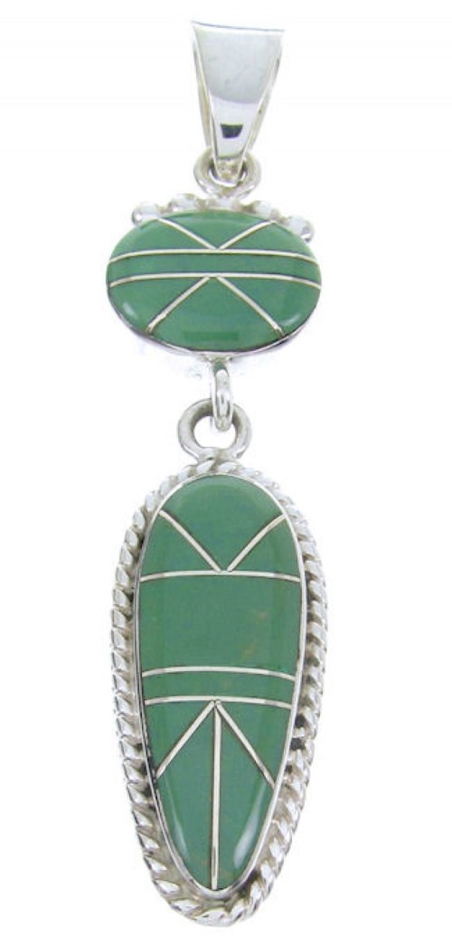 Southwest Inlay Sterling Silver Turquoise Jewelry Pendant AW70424