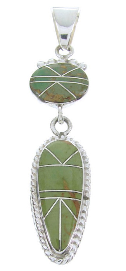 Sterling Silver Southwest Jewelry Inlay Turquoise Pendant AW70428