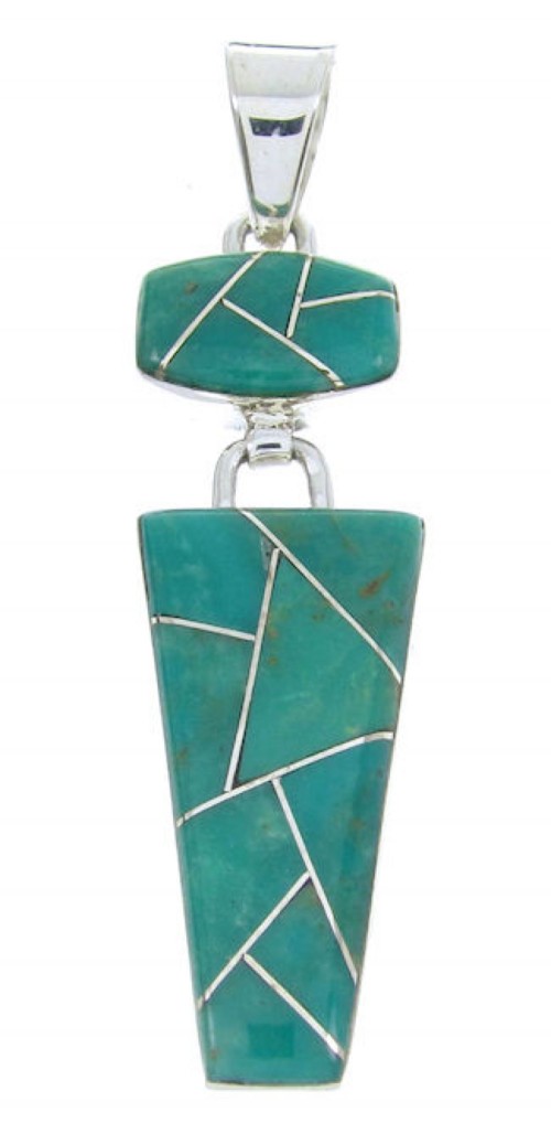 Turquoise Southwestern Sterling Silver Jewelry Slide Pendant AW70414
