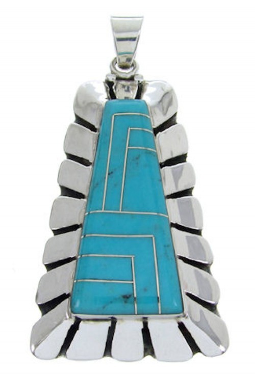 Turquoise Sterling Silver Southwest Jewelry Slide Pendant AW70411