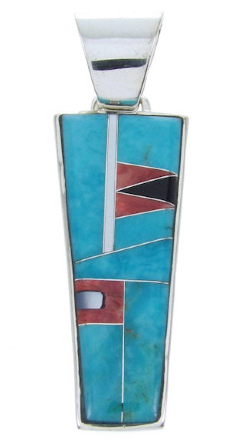 Sterling Silver Jewelry Southwest Turquoise Multicolor Pendant AW70128