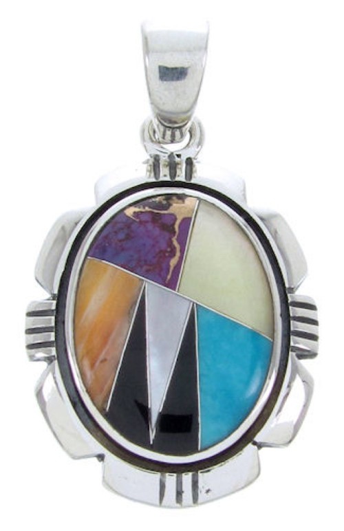 Silver Southwestern Multicolor Turquoise Jewelry Pendant AW70108