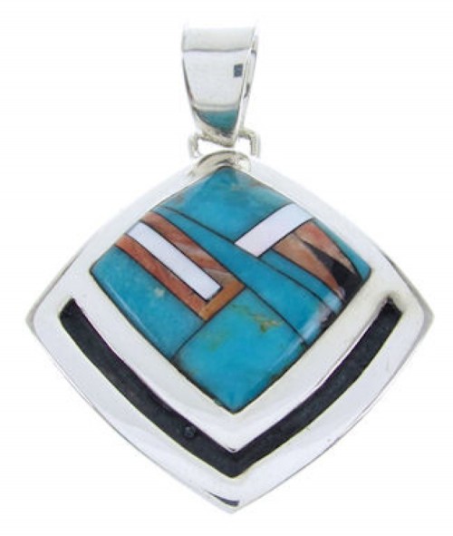 Multicolor Turquoise Oyster Shell Southwestern Slilver Pendant AW70102