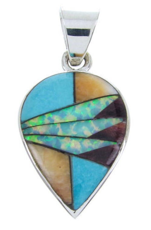 Southwest Opal And Turquoise Multicolor Jewelry Inlay Pendant AW70060