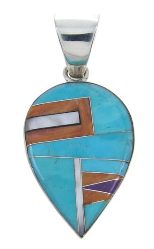 Multicolor Southwest Sterling Silver Turquoise Slide Pendant AW70072