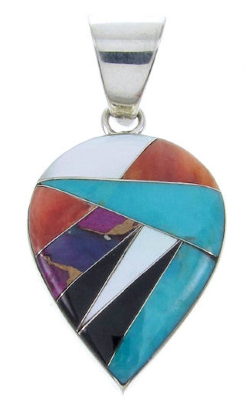 Turquoise Multicolor Southwestern Sterling Silver Pendant NX65834