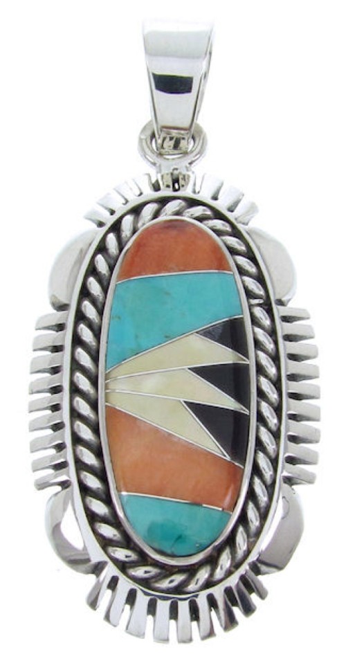 Turquoise Oyster Shell Multicolor Sterling Silver Pendant AW70055