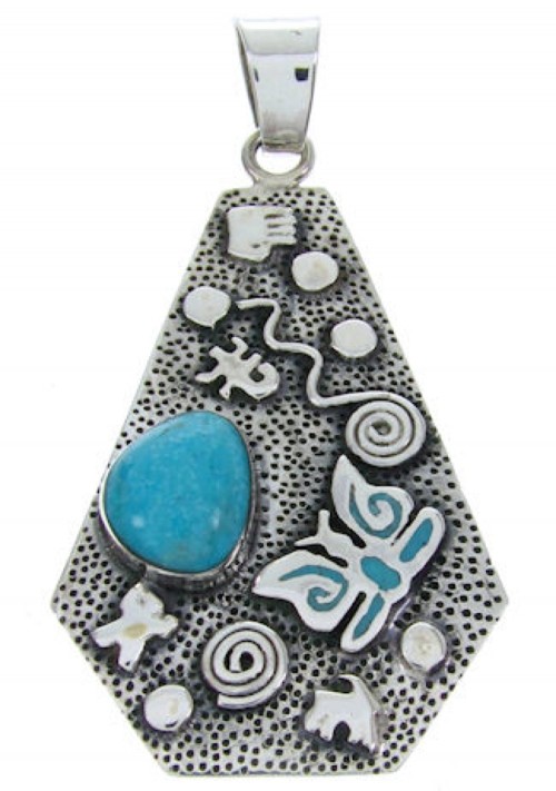 Southwest Turquoise Hand And Butterfly Silver Jewelry Pendant YS70200 