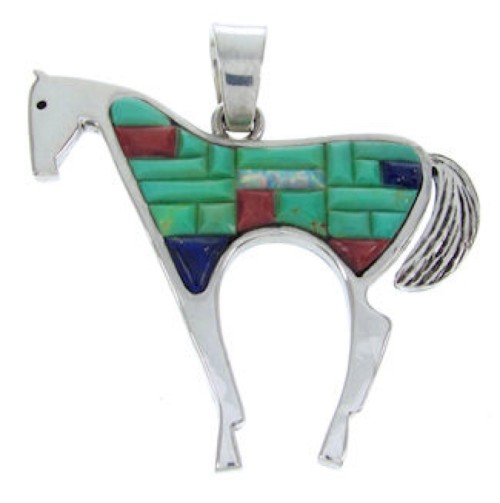 Sterling Silver Multicolor Horse Jewelry Pendant YS70209