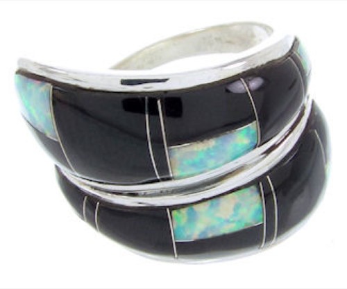 Midnight Sky Whiterock Jewelry Black And Opal Ring Size 6 YS70312