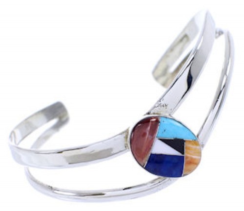 Multicolor Inlay Sterling Silver Cuff Bracelet Jewelry BW70456