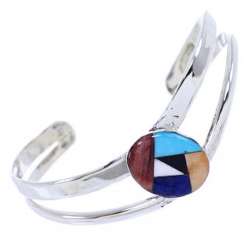 Turquoise And Multicolor Inlay Jewelry Silver Cuff Bracelet BW70459