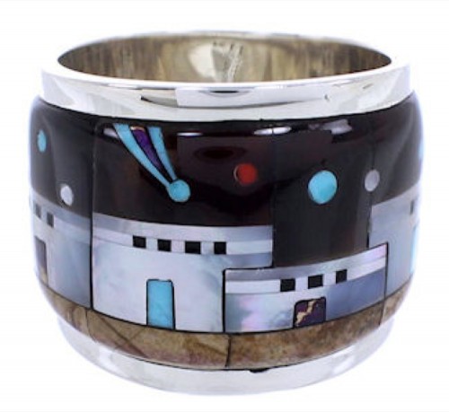 Native American Design Silver Multicolor Ring Size 5-1/4 YS71295