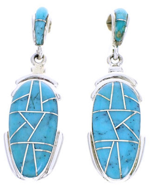 Turquoise Jewelry Southwest Silver Post Dangle Earrings YS70549