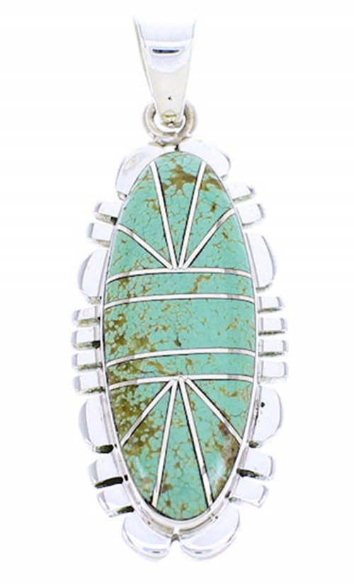 Southwest Turquoise Inlay Pendant Silver Jewelry BW71003