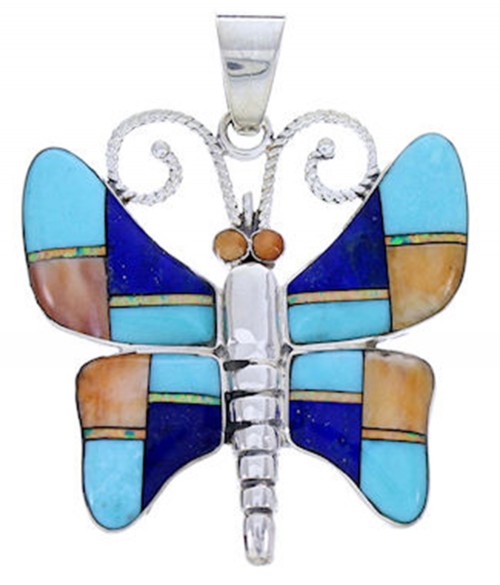 Butterfly Multicolor Genuine Sterling Silver Pendant AW70674