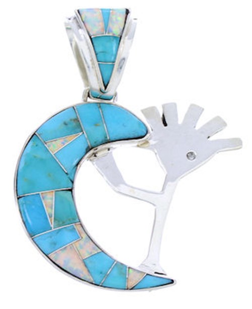 Turquoise Opal Mystic River WhiteRock Kokopelli Slide Pendant YS70895