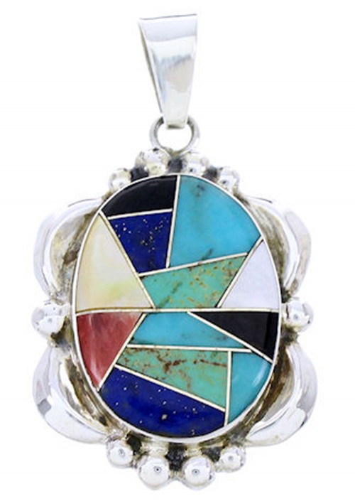 Multicolor Inlay Sterling Silver Pendant DW71528