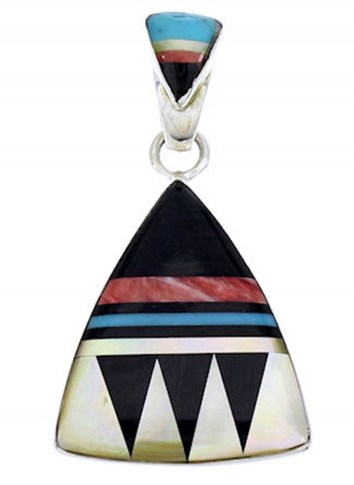 Multicolor Inlay Sterling Silver Pendant DW71627