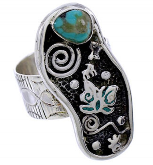 Sterling Silver Turquoise Butterfly Southwestern Ring Size 8 BW71149