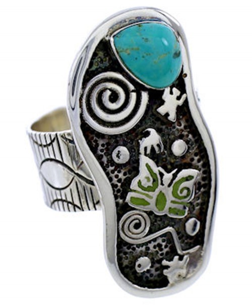 Silver Jewelry Southwest Turquoise Butterfly Ring Size 4-3/4 BW71156