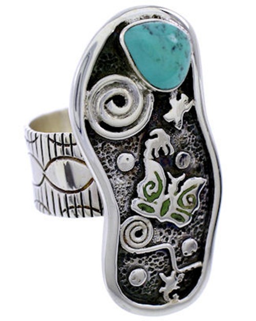 Genuine Sterling SIlver Turquoise Butterfly Ring Size 6-1/2 BW71159