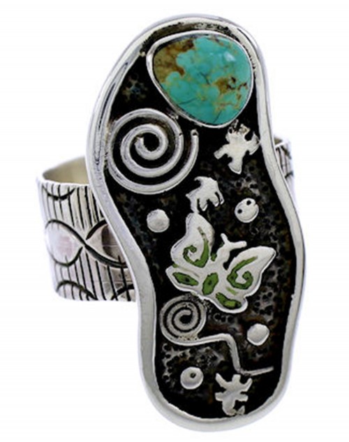 Turquoise And Sterling Silver Butterfly Ring Size 6-1/4 BW71166