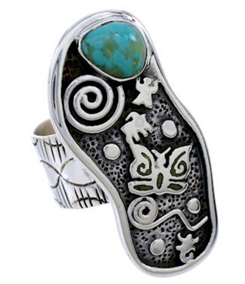 Silver And Turquoise Butterfly Jewelry Ring Size 5-3/4 BW71175