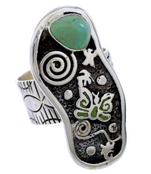 Southwest Sterling Silver Turquoise Butterfly Ring Size 7-3/4 BW71183
